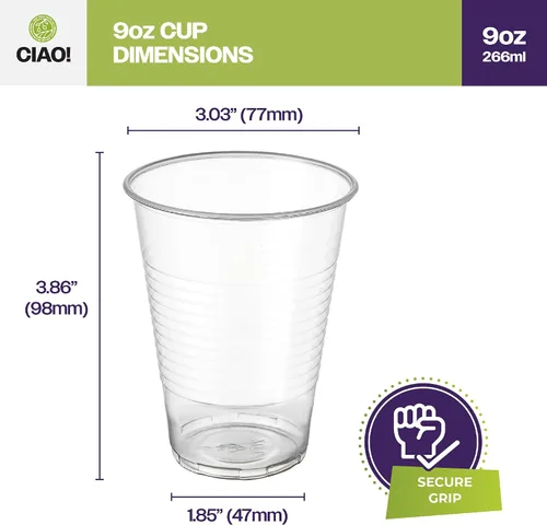 Vista 4 de CIAO! Vaso desechable acanalado de polipropileno de 9 oz (caja de 1,000)