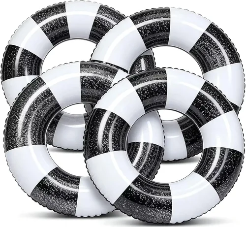 Vista 13 de 4 Pack Striped Large Inflatable Swim Rings, 35" Summer Adult Pool Float for Beach & Pool