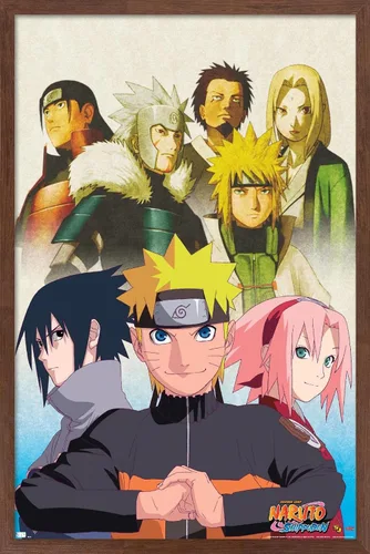 Vista 7 de Trends International Naruto Shippuden - Póster de pared de arte clave, 14.725 x 22.375 pulgadas, versión enmarcada de madera de granero