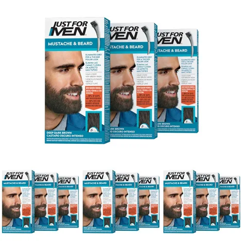 Vista 22 de Just For Men - Tinte para bigote y barba, tinte para barba para hombres con cepillo, incluye queratina, biotina, aloe vera y aceite de coco