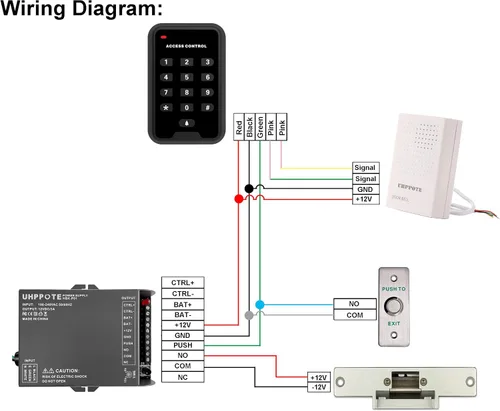 Vista 5 de UHPPOTE Timbre de puerta con cable de 12VDC para sistema de control de acceso de puerta