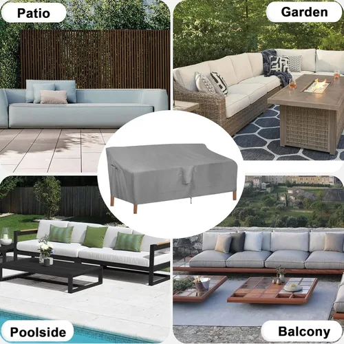 Vista 8 de OutdoorLines Funda impermeable para sofá de 4 plazas para patio al aire libre, resistente a los rayos UV, resistente a la intemperie, resistente Gris