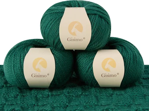 Vista 55 de 100% lana de merino para tejer, 3 capas de lana lujosa y suave para tejer a mano y ganchillo (ámbar, 1 bola)