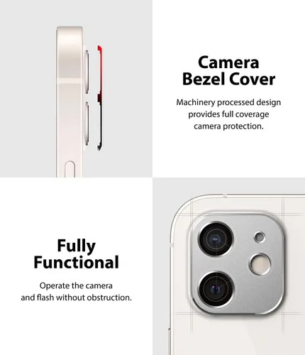 Vista 7 de Ringke Estilo de cámara compatible con iPhone 12 Mini protector de lente de cámara - Plata