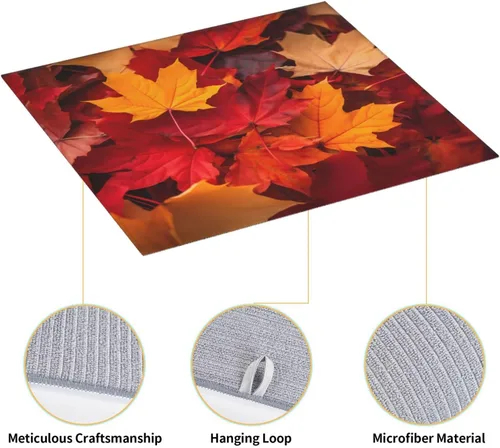Vista 8 de Tapete de secado de platos de hojas de otoño para encimeras de 18 x 16 pulgadas, almohadilla protectora para escurridor de platos con lazo