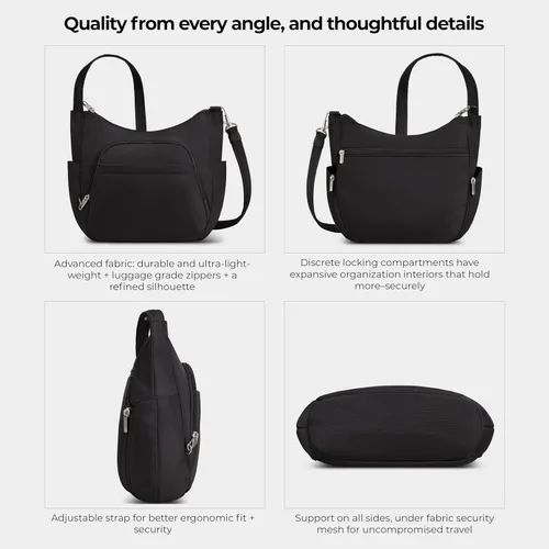 Vista 6 de Travelon - Bolso antirrobo clásico tipo bandolera con asa superior Negro