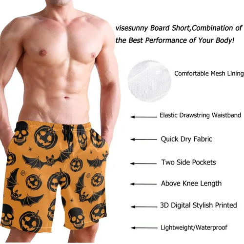 Vista 4 de visesunny Novedosos pantalones cortos de playa para hombre, de secado rápido, para vacaciones, fiestas, deportes, correr, natación, trajes de baño