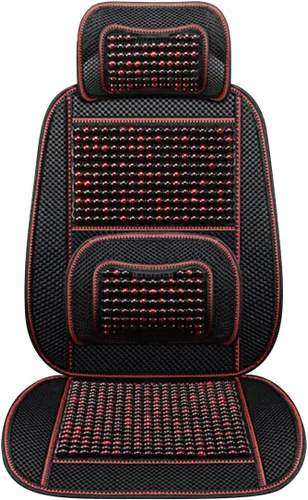 Vista 16 de Funda de asiento de automóvil con cuentas de madera con soporte lumbar, juego de cojín de malla ventilada transpirable para automóviles, furgonetas