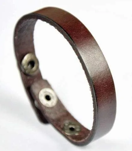 Vista 3 de Pulsera de cuero marrón genuino - inscripción libre