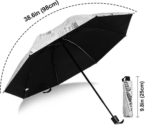 Vista 2 de YUEHUA Sombrilla pequeña compacta para lluvia resistente al viento paraguas negro portátil para lluvia paraguas plegable para automóvil paraguas