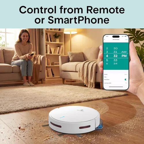 Vista 6 de SereneLife Robot aspirador automático y trapeador, control de aplicación, 3 modos de limpieza, sensores inteligentes anticaídas, carga automática