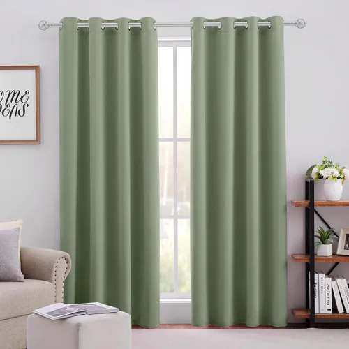 Vista 62 de HOMEIDEAS – Cortinas opacas de 52 x 84 pulgadas de largo, 2 paneles de cortinas para oscurecer la habitación, térmicas, insonorizadas, con ojales
