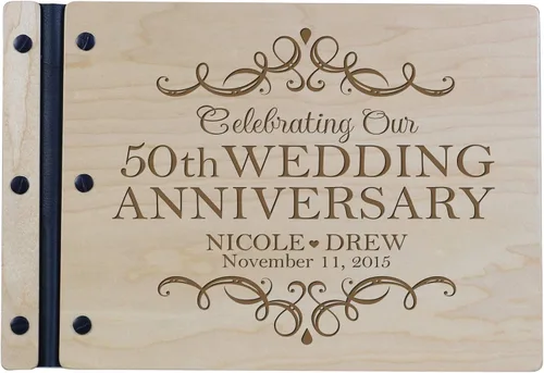 Vista 7 de LifeSong Milestones Libro de invitados personalizado para el 50 aniversario de boda para pareja, marido y esposa, 50 años de celebración Negro