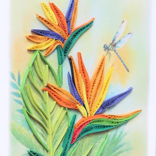 Vista 3 de KingKraft Tarjeta de felicitación de pájaro del paraíso Quilling, tarjeta de cumpleaños, tarjeta de aniversario para esposa, marido, tarjeta