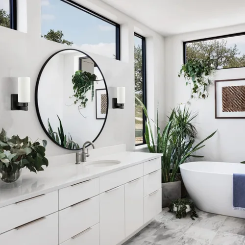 Vista 3 de DEYNITE - Juego de 2 apliques de baño negros modernos de color blanco lechoso