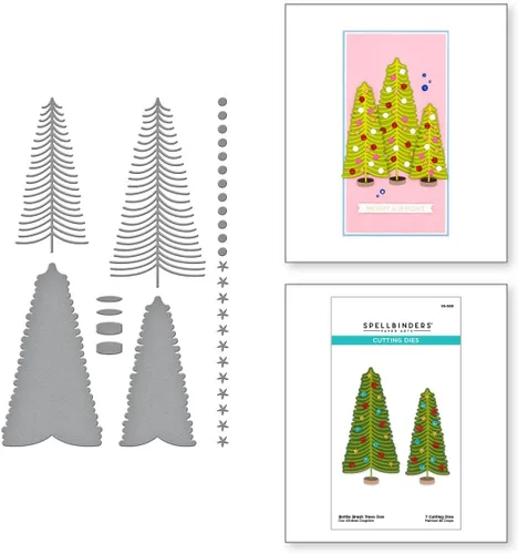 Vista 4 de Spellbinders S5-585 - Brocha para botellas con diseño de árboles de la colección clásica de Navidad