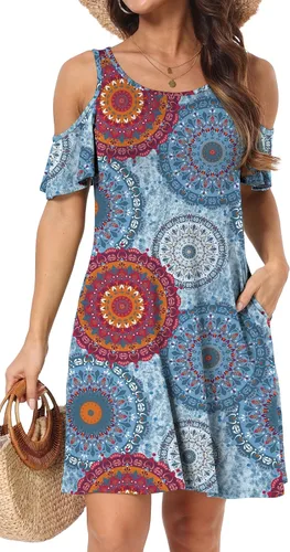 Vista 17 de Vestido de manga corta para mujer con hombros descubiertos y bolsillos 02-Army