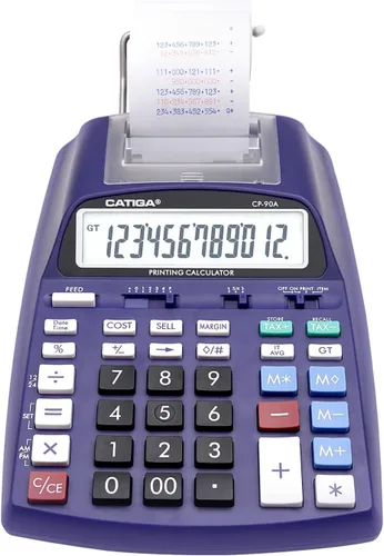 Vista 10 de CATIGA Calculadora de impresión con cinta de impresión - Máquina de adición de 10 teclas con rollo de papel, calculadora eléctrica de escritorio
