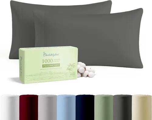 Vista 10 de CharlottelyHues Juego de 2 fundas de almohada 100% algodón egipcio, tamaño Queen (borgoña)