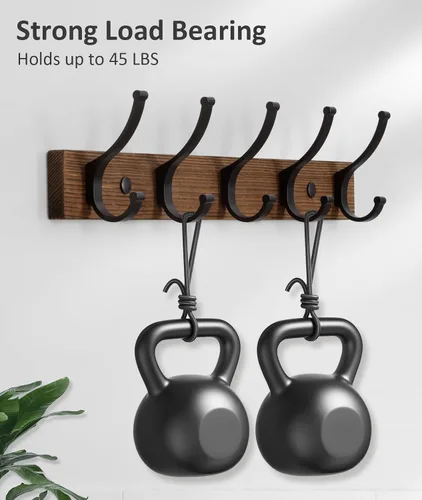 Vista 3 de Optish Perchero para colgar en la pared, ganchos de madera de 16.5 pulgadas, ganchos de pared para colgar, perchero para colgar sombreros, bolsos