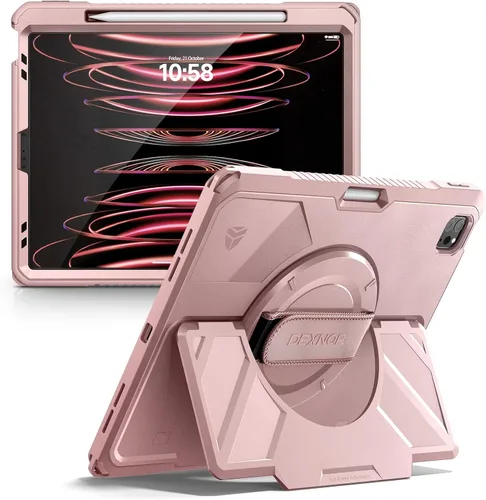 Vista 17 de Dexnor Funda para iPad mini 7 (A17 Pro) 2024/mini 6 2021 de 8.3 pulgadas, funda protectora resistente con correa de mano giratoria de 360° y soporte