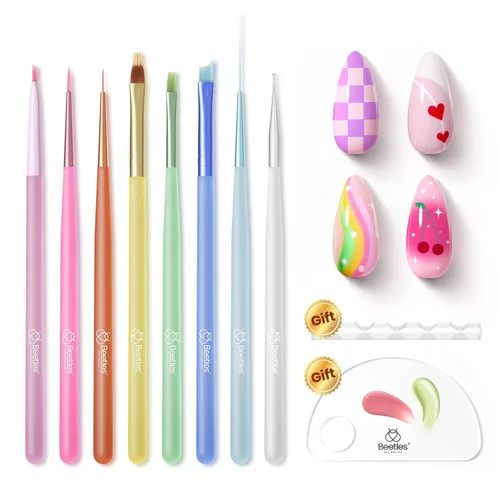 Vista 13 de Beetles Gel Polish Pinceles para arte de uñas, 6 bolígrafos de diseño de A-Multicolor-6