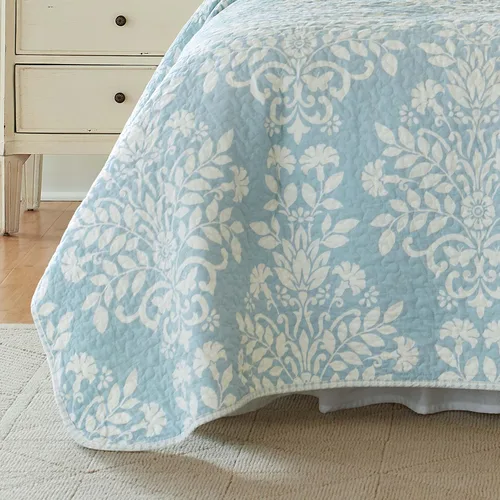 Vista 7 de Juego de edredón Laura Ashley, color azul., Algodón, Azul brisa, gemelo