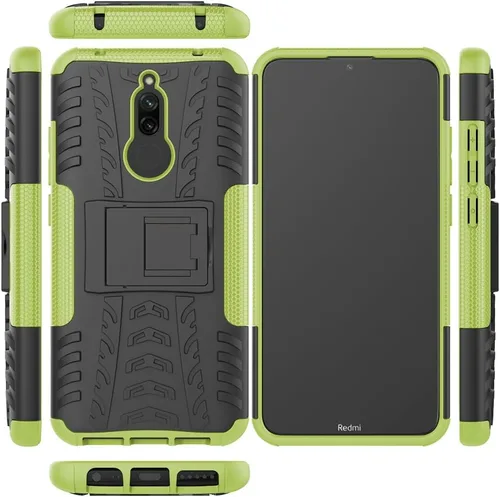 Vista 3 de Asuwish Funda de teléfono para Xiaomi Redmi 8A Redme 8 con protector de pantalla de vidrio templado y soporte delgado híbrido resistente resistente
