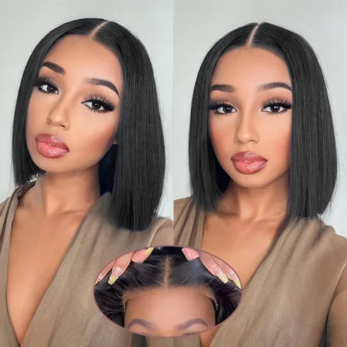 Vista 23 de AISI Cyrly - Peluca de cabello humano estilo Bob de 1800 % de densidad, sin pegamento, con cierre de encaje HD de 5 x 5, pelucas rizadas de cabello