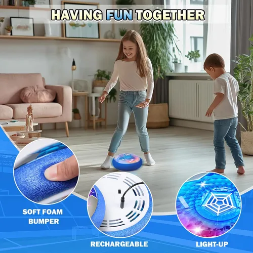 Vista 7 de BaLaM Hover - Pelota de fútbol para niños de 3 a 12 años, juguetes recargables para interiores, juguetes iluminables, regalos de Navidad, Azul