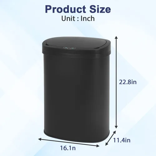 Vista 2 de Basurero de cocina con sensor de movimiento automático con tapa, cubo de basura sin contacto de 50 litros/13 galones, cubo de basura impermeable