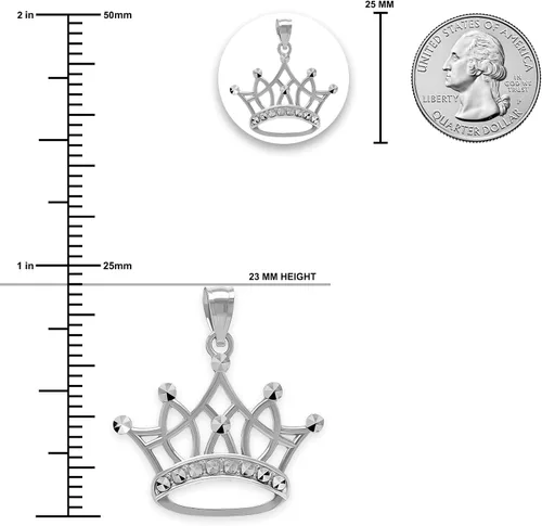 Vista 3 de Collar con colgante de corona de plata de ley 925, collar ajustable de plata de 16 a 18 pulgadas