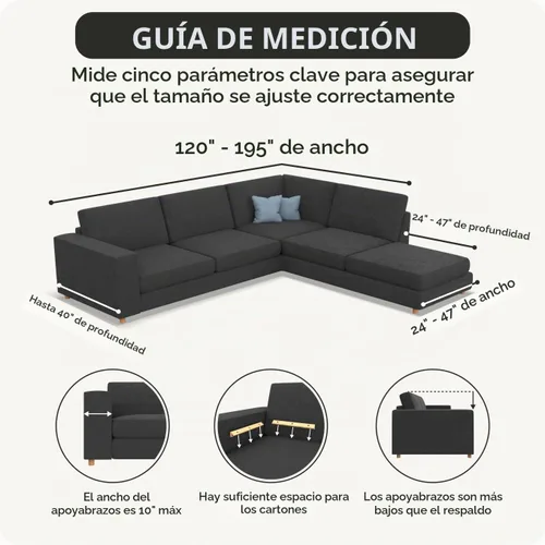 Vista 5 de PAULATO BY GA.I.CO. Funda de sofá seccional – Funda de sofá esquinero – Fundas de sofá chaise con protector – Funda lavable para sofá con otomana