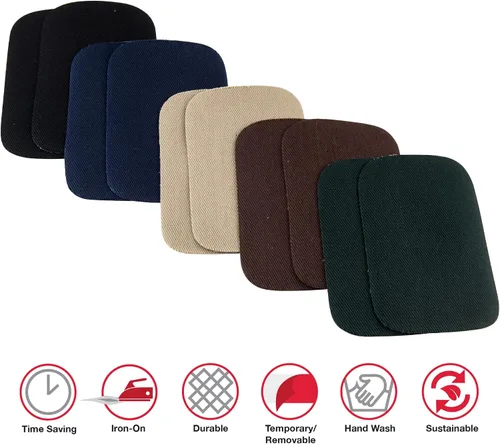 Vista 2 de SINGER Parches de sarga para planchar, 2 x 3 pulgadas (10 unidades, colores oscuros surtidos)