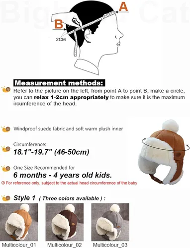 Vista 6 de IIG Gorra de soldado de invierno Ushanka con orejeras unisex para niños