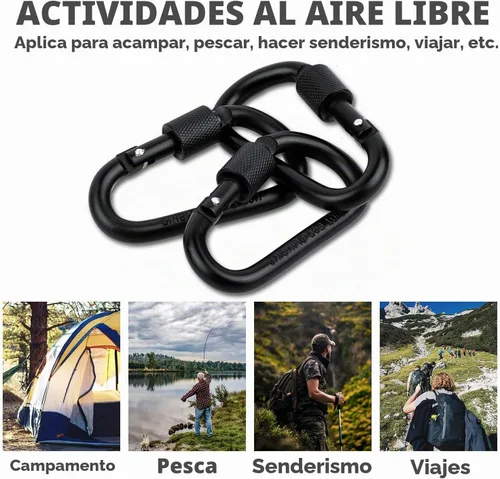 Vista 3 de Cridoz Mosquetón de bloqueo en D con llavero plano