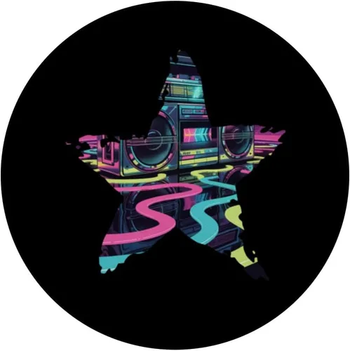 Vista 3 de Retro Boombox Star - Vintage 80s Style PopSockets Adhesive PopGrip