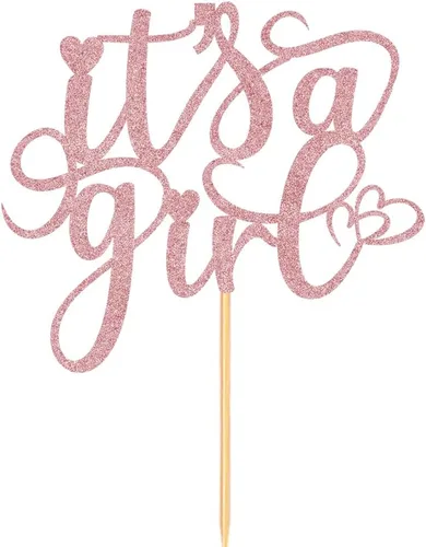 Vista 2 de Decoración para tartas con texto en inglés "It's a Girl" para baby shower, revelación de género, suministros para fiesta de primer cumpleaños