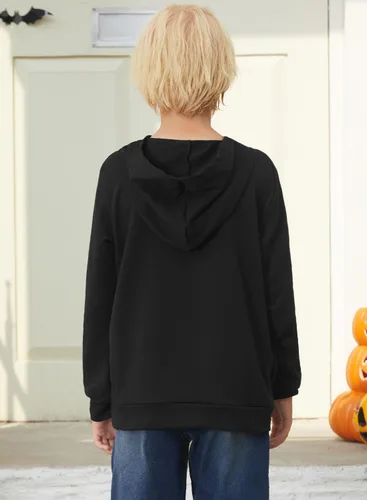 Vista 5 de Sudadera con capucha de manga larga para niños de Halloween con bolsillos de 4 a 14 años