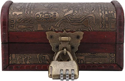 Vista 5 de Yosoo Health Gear Joyero de madera, caja de almacenamiento de joyas de estilo europeo vintage, caja de madera clásica con cerradura, caja