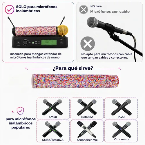 Vista 2 de Colorido cristal micrófono mango cubierta para micrófono inalámbrico universal y SM58, Beta 58A, brillo de mano inalámbrico brillante en tours