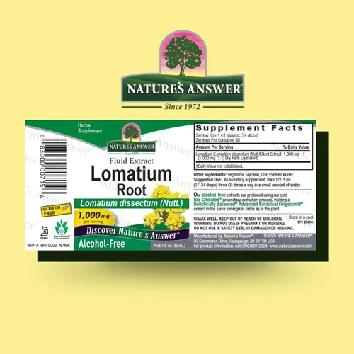 Vista 2 de Nature's Answer Raíz de lomatium sin alcohol, 1000 mg, sin gluten, a base de hierbas, 1 onza líquida (paquete de 2)