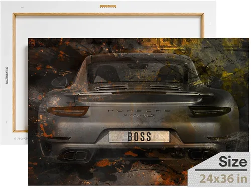 Vista 40 de Arte de pared motivacional para la oficina, lienzo de arte de súper auto, decoración automotriz inspiradora para los amantes de Porsche Sportscar