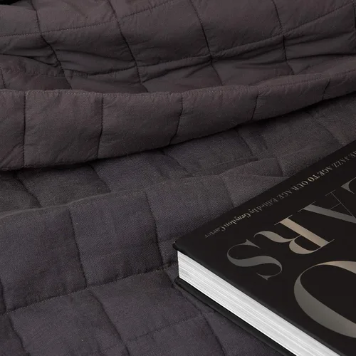 Vista 4 de Best Home Fashion Edredón de lino y algodón con diamantes, elegancia casual, ropa de cama ligera y elegante, manta, individual, gris, 86 pulgadas