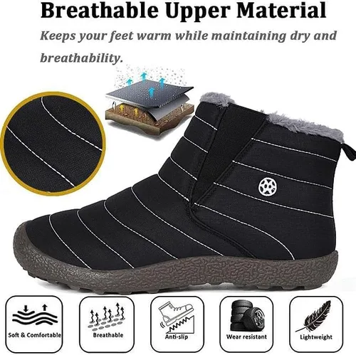 Vista 2 de Eagsouni Botas de nieve para hombre y mujer, zapatos de invierno, antideslizantes, resistentes al agua, totalmente forradas de piel, para exteriores