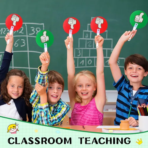 Vista 2 de Macarrie - Paquete de 30 palas para votar en el aula Handy Teacher Classroom Event Supplies, Green Red Yes or No Paddles, True False Sign for