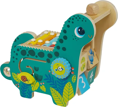 Vista 8 de Manhattan Toy Pollo Musical Instrumento de Madera para Niños Pequeños con Xilófono, Baquetas, Platillo y Maraca, Azul