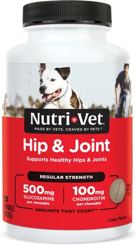 Vista 10 de Nutri-Vet Suplementos para perros de fuerza regular para cadera y articulaciones, formulados con glucosamina condroitina, suministros para mascotas