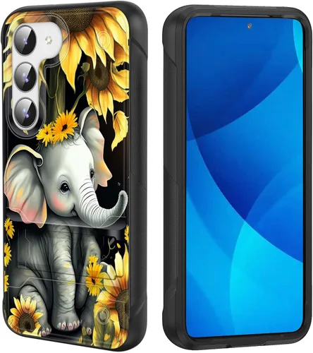Vista 46 de Funda para Galaxy S25, de doble capa, resistente, a prueba de golpes, con soporte, funda protectora militar a prueba de caídas para Samsung Galaxy
