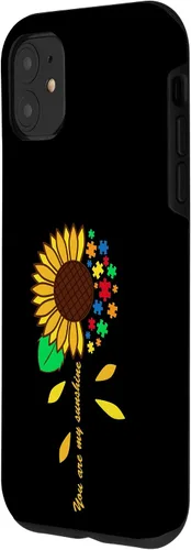 Vista 2 de iPhone 11 Girasol Puzzle Pieza Inspiradora Autismo Concientización Estuche Regalo